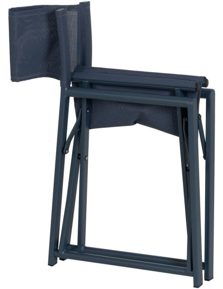 Fauteuil de jardin Metteur en scène pliant en Aluminium Textilène Bleu foncé Alejo (Lot de 2) - 5
