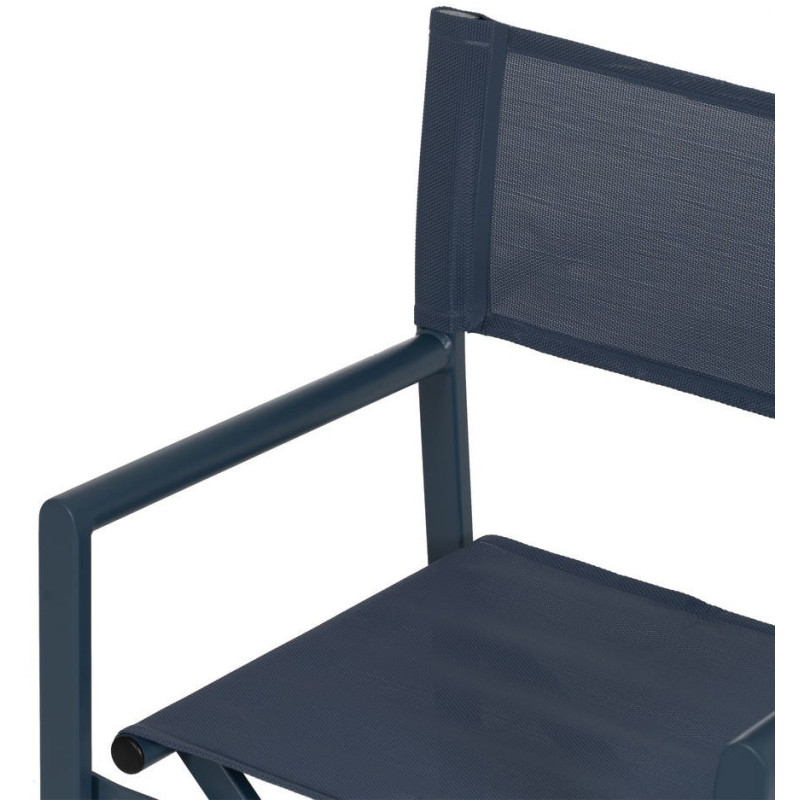 Fauteuil de jardin Metteur en scène pliant en Aluminium Textilène Bleu foncé Alejo (Lot de 2) - 7