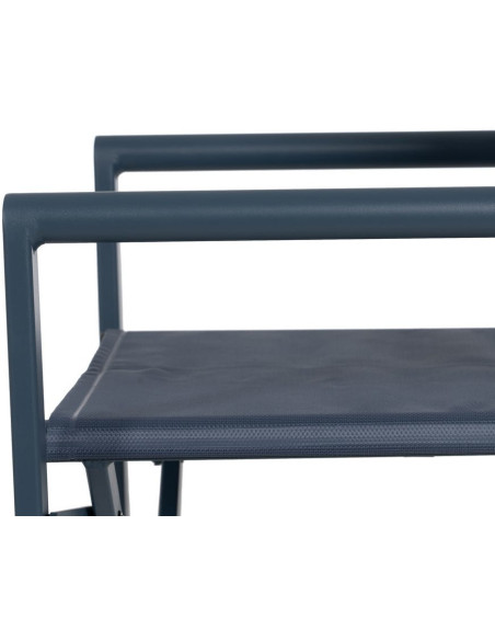 Fauteuil de jardin Metteur en scène pliant en Aluminium Textilène Bleu foncé Alejo (Lot de 2) - 9