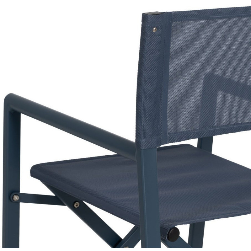 Fauteuil de jardin Metteur en scène pliant en Aluminium Textilène Bleu foncé Alejo (Lot de 2) - 12