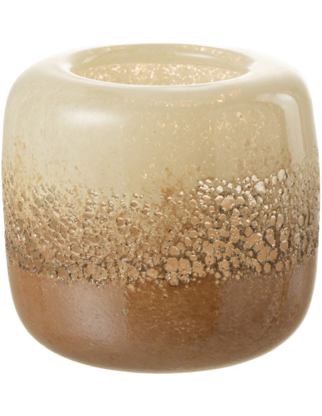 Vase Cylindrique Opi Hauteur 15 cm en Verre Marron Beige - 1