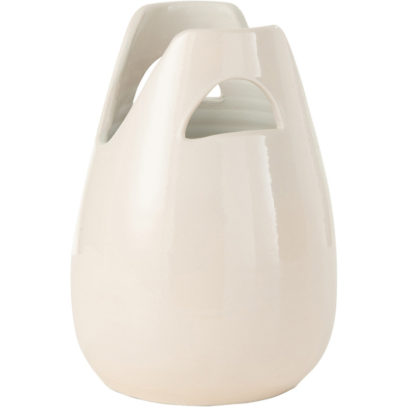 Vase Ovale avec 2 anses Hauteur 30 cm en Céramique Blanc Bag - 1