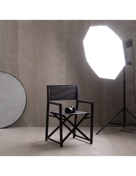 Fauteuil de jardin Metteur en scène pliant en Aluminium Textilène Noir Alejo (Lot de 2) - 2