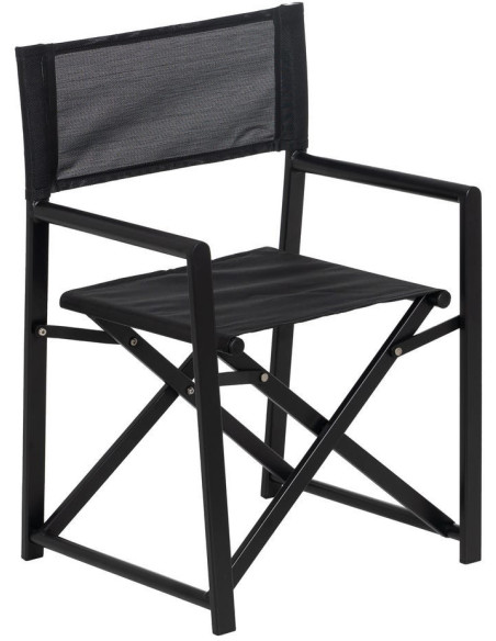 Fauteuil de jardin Metteur en scène pliant en Aluminium Textilène Noir Alejo (Lot de 2) - 1