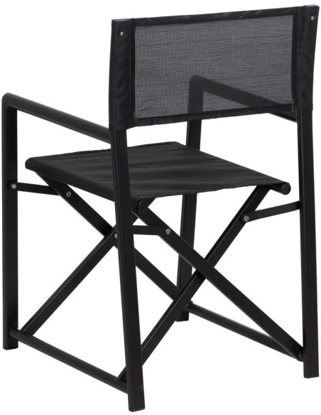 Fauteuil de jardin Metteur en scène pliant en Aluminium Textilène Noir Alejo (Lot de 2) - 4