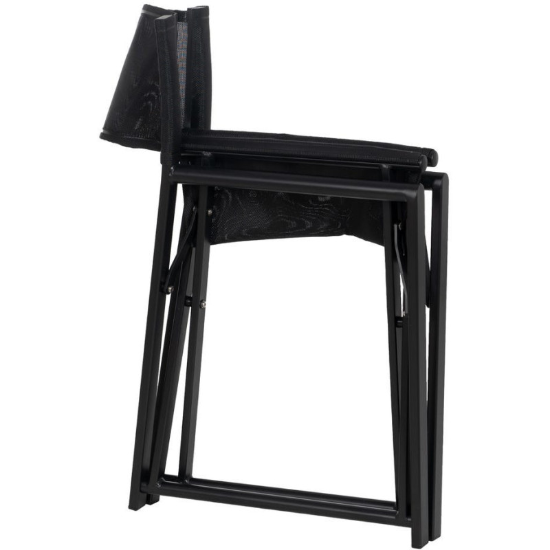 Fauteuil de jardin Metteur en scène pliant en Aluminium Textilène Noir Alejo (Lot de 2) - 5