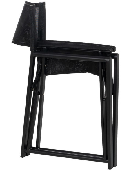 Fauteuil de jardin Metteur en scène pliant en Aluminium Textilène Noir Alejo (Lot de 2) - 5