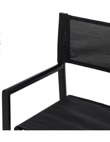 Fauteuil de jardin Metteur en scène pliant en Aluminium Textilène Noir Alejo (Lot de 2) - 7