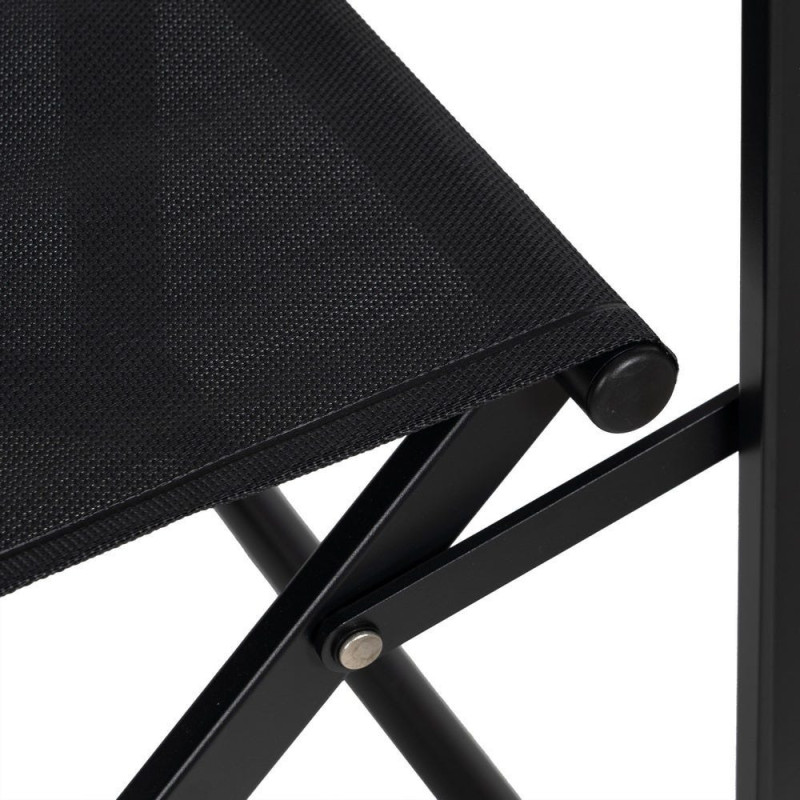 Fauteuil de jardin Metteur en scène pliant en Aluminium Textilène Noir Alejo (Lot de 2) - 11
