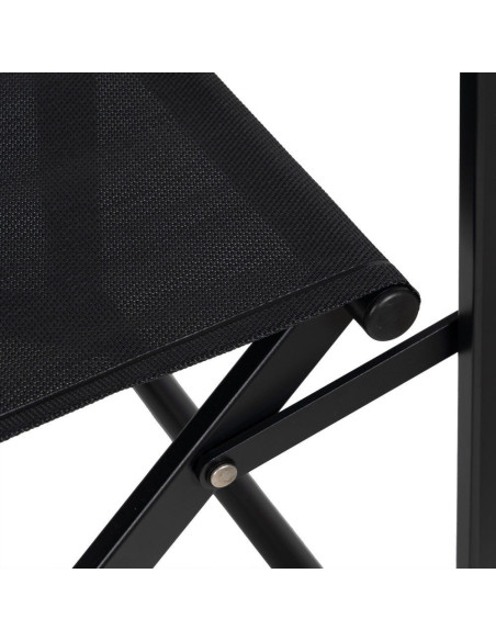 Fauteuil de jardin Metteur en scène pliant en Aluminium Textilène Noir Alejo (Lot de 2) - 11