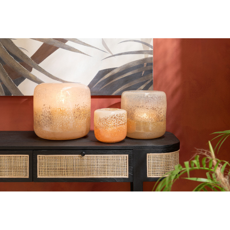 Vase Cylindrique Opi Hauteur 15 cm en Verre Marron Beige - 2