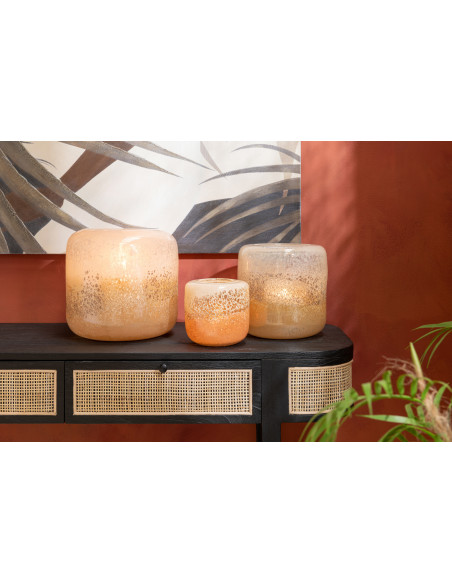 Vase Cylindrique Opi Hauteur 15 cm en Verre Marron Beige - 2