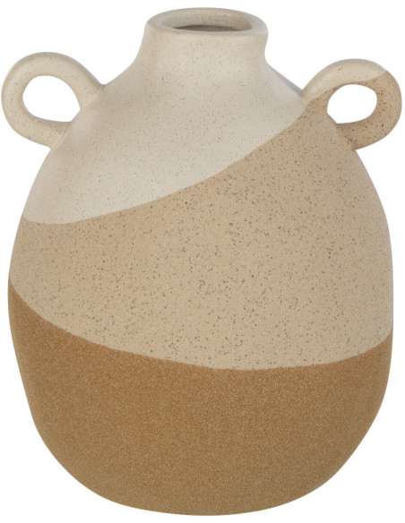 Vase Amphore Hauteur 20 cm en Céramique Beige Marron Thenasso - 1
