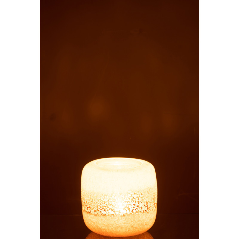 Vase Cylindrique Opi Hauteur 15 cm en Verre Marron Beige - 4