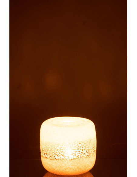 Vase Cylindrique Opi Hauteur 15 cm en Verre Marron Beige - 4