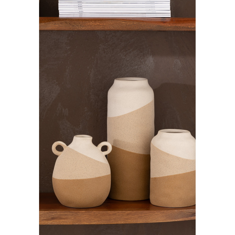 Vase Amphore Hauteur 20 cm en Céramique Beige Marron Thenasso - 2