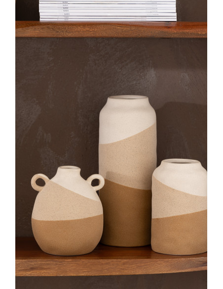 Vase Amphore Hauteur 20 cm en Céramique Beige Marron Thenasso - 2