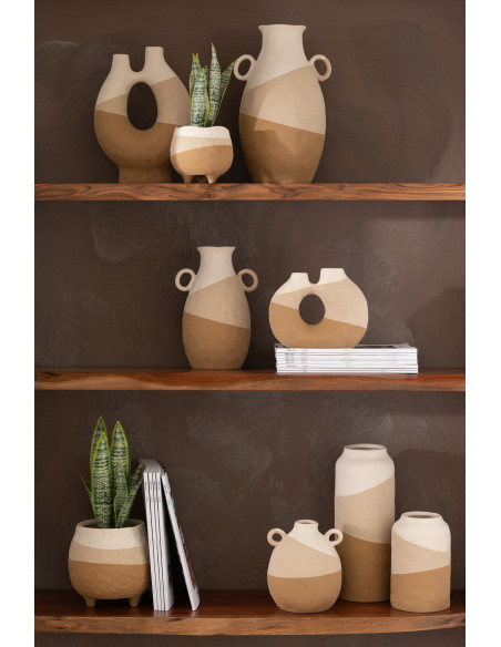 Vase Amphore Hauteur 20 cm en Céramique Beige Marron Thenasso - 3