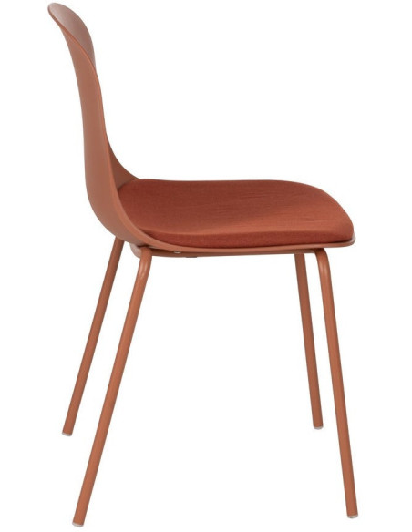 Chaise de jardin moderne avec coussin en Polypropylène Métal Terracotta Nilsa (Lot de 4) - 3