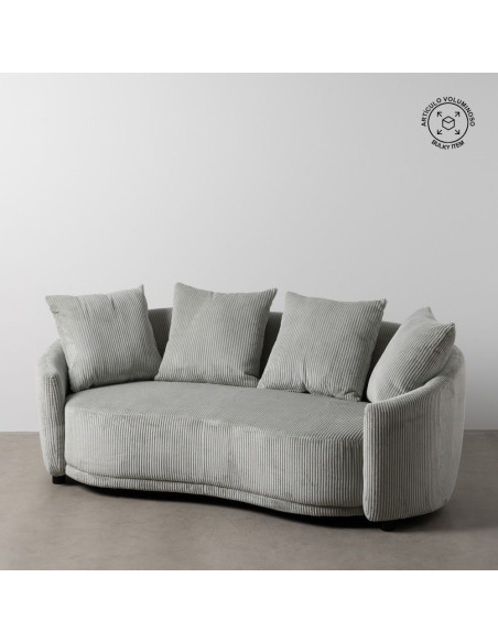 Canapé moderne 3 places en Velours côtelé Gris clair Bois MDF Timo - 15