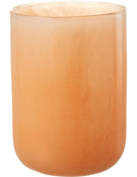 Vase Cylindrique Corrie Hauteur 20 cm en Verre Corail - 1