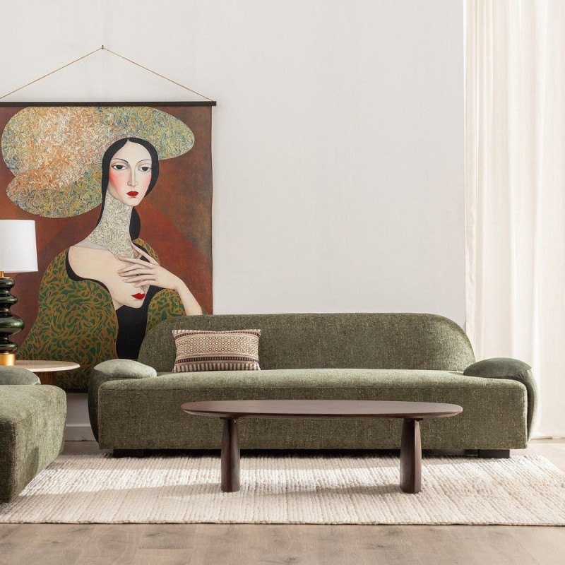 Grand Canapé moderne chic 3 places en Tissu Vert Bois MDF Melvin - 2