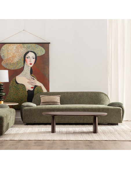 Grand Canapé moderne chic 3 places en Tissu Vert Bois MDF Melvin - 2