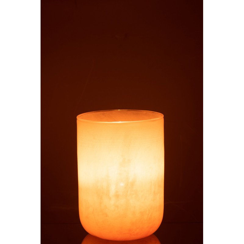 Vase Cylindrique Corrie Hauteur 20 cm en Verre Corail - 3