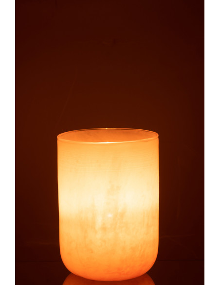 Vase Cylindrique Corrie Hauteur 20 cm en Verre Corail - 3