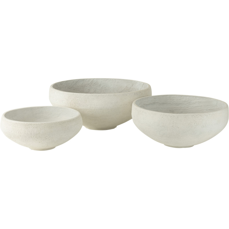 Cache-pot Rond Bas XL en Argile Blanc Komakio (Lot de 3) - 1