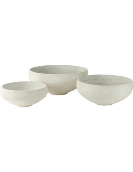 Cache-pot Rond Bas XL en Argile Blanc Komakio (Lot de 3) - 1
