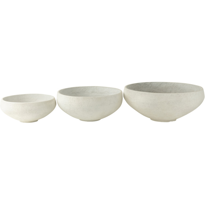 Cache-pot Rond Bas XL en Argile Blanc Komakio (Lot de 3) - 2