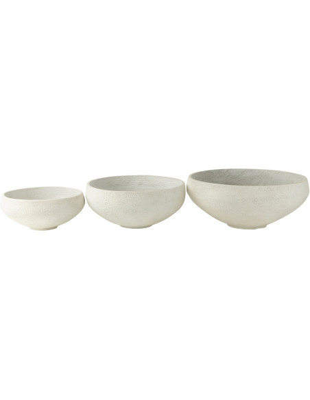 Cache-pot Rond Bas XL en Argile Blanc Komakio (Lot de 3) - 2