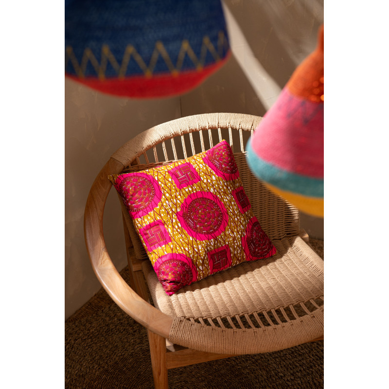 Coussin Carré 45x45 en Polyester Rose Vert Motif psychédélique Thymos (Lot de 2) - 4