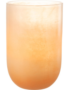 Vase Cylindrique Corrie Hauteur 35 cm en Verre Corail - 1 2