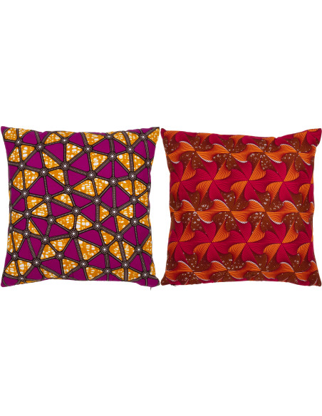 Coussin Carré 45x45 en Polyester Rouge Violet Motif psychédélique Thymos (Lot de 2) - 1