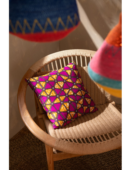 Coussin Carré 45x45 en Polyester Rouge Violet Motif psychédélique Thymos (Lot de 2) - 2