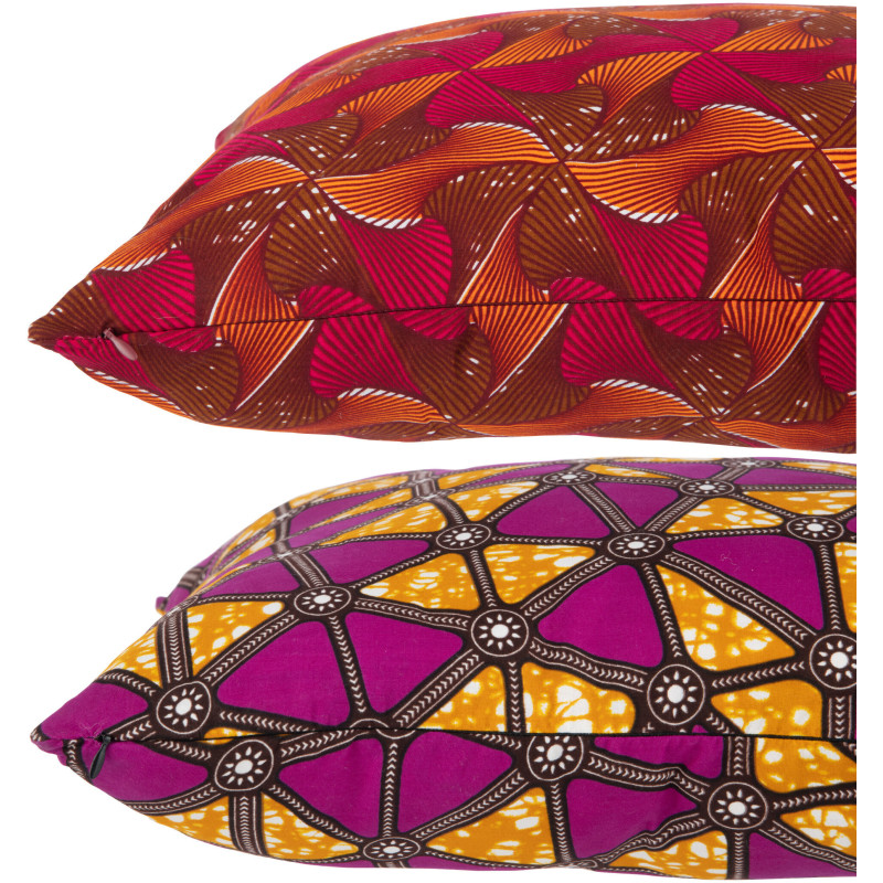 Coussin Carré 45x45 en Polyester Rouge Violet Motif psychédélique Thymos (Lot de 2) - 3