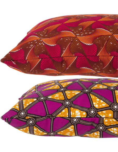 Coussin Carré 45x45 en Polyester Rouge Violet Motif psychédélique Thymos (Lot de 2) - 3