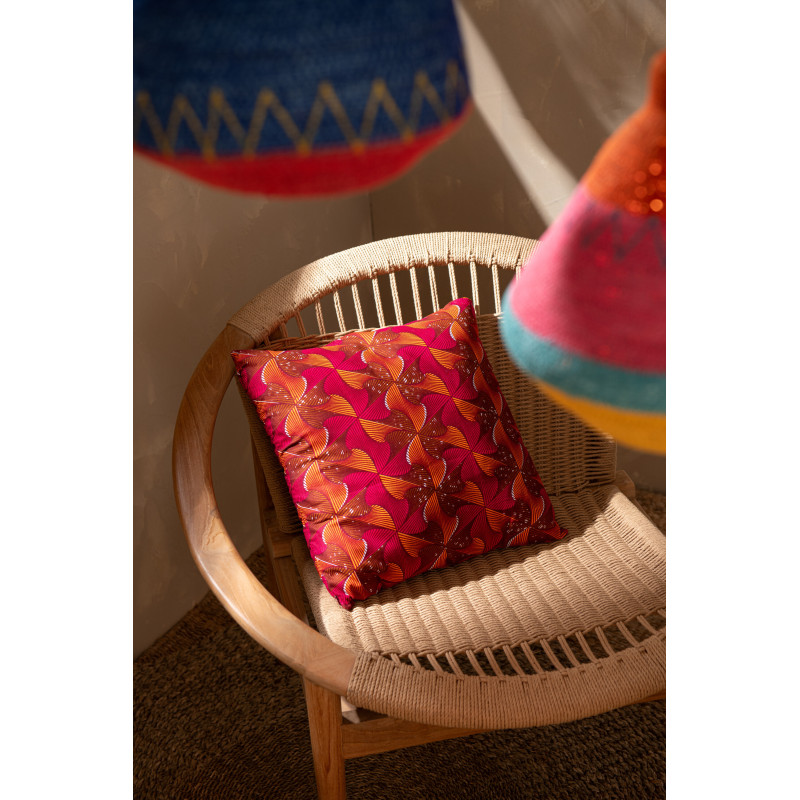 Coussin Carré 45x45 en Polyester Rouge Violet Motif psychédélique Thymos (Lot de 2) - 4