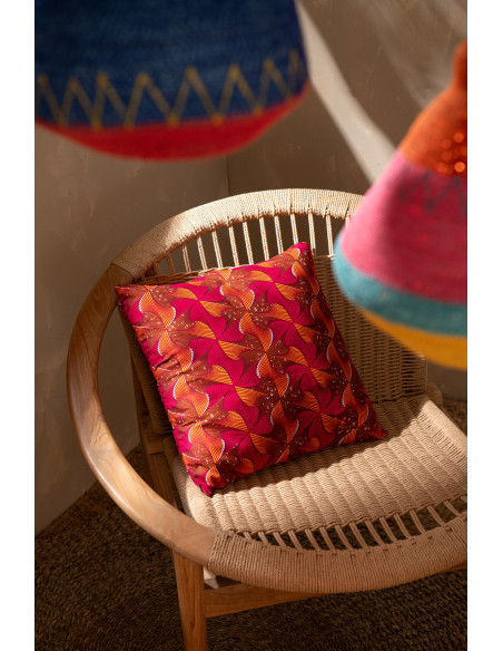 Coussin Carré 45x45 en Polyester Rouge Violet Motif psychédélique Thymos (Lot de 2) - 4