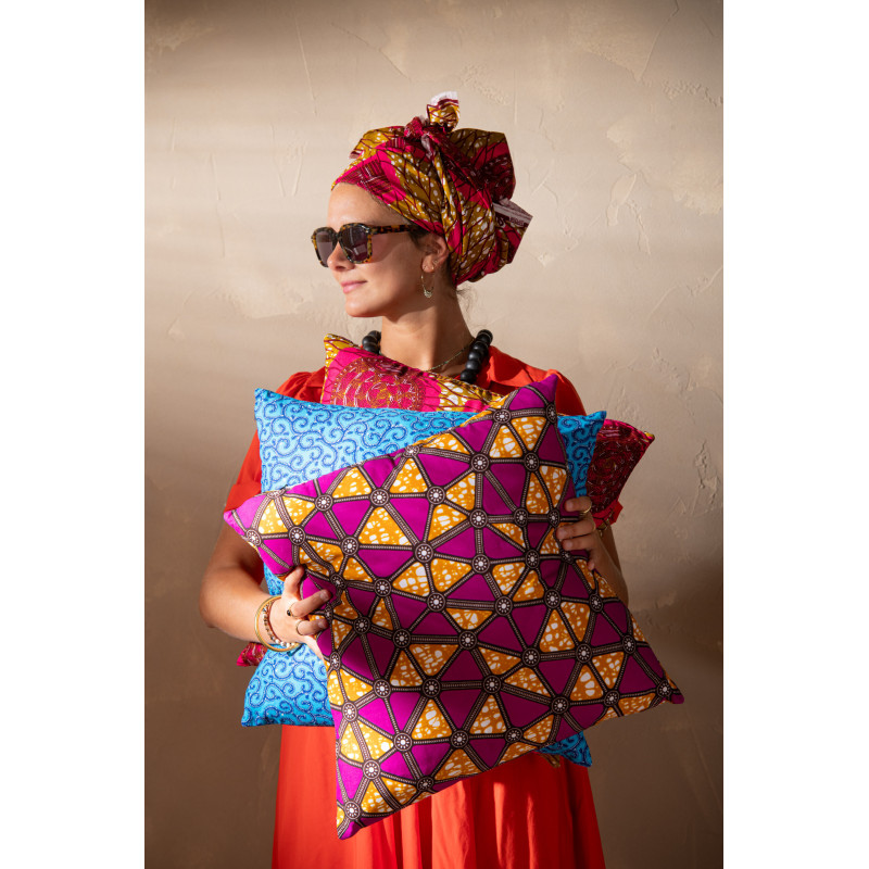 Coussin Carré 45x45 en Polyester Rouge Violet Motif psychédélique Thymos (Lot de 2) - 5