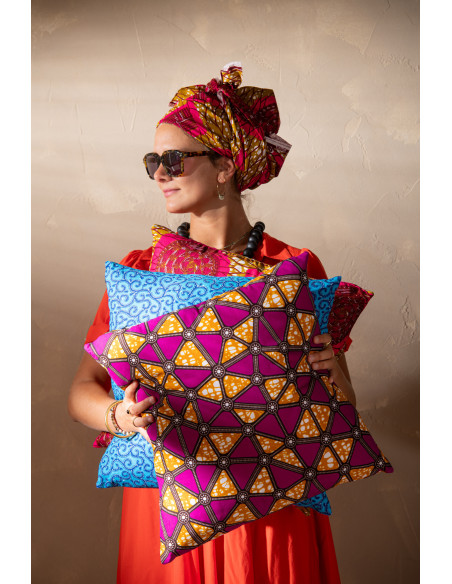 Coussin Carré 45x45 en Polyester Rouge Violet Motif psychédélique Thymos (Lot de 2) - 5