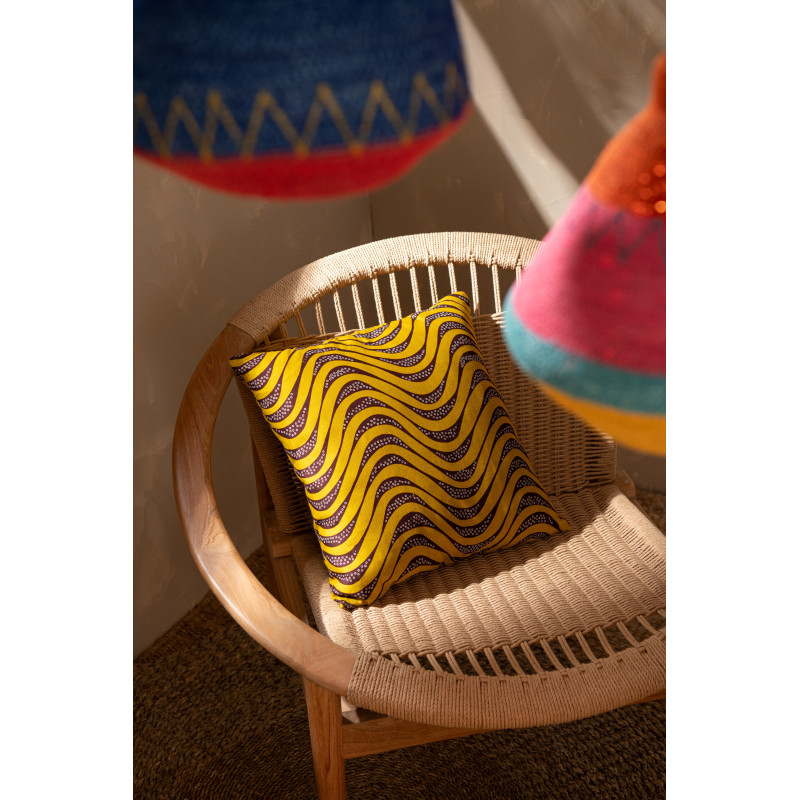 Coussin Carré 45x45 en Polyester Doré Noir Motif psychédélique Thymos (Lot de 2) - 2