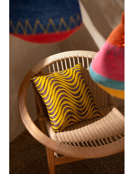 Coussin Carré 45x45 en Polyester Doré Noir Motif psychédélique Thymos (Lot de 2) - 2