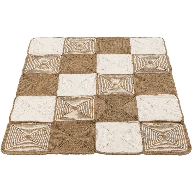 Tapis Rectangulaire 120x150 en Corde plastique Blanc Naturel Motif tissé Tahomar - 1