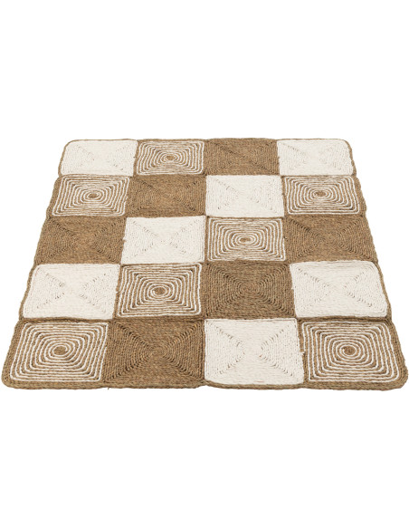 Tapis Rectangulaire 120x150 en Corde plastique Blanc Naturel Motif tissé Tahomar - 1