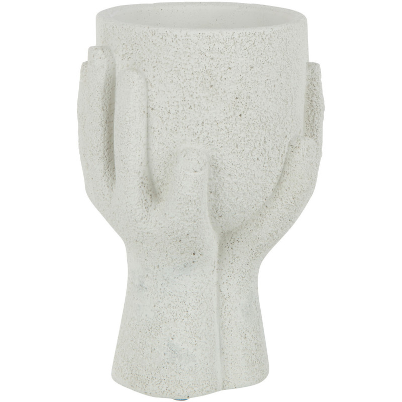 Cache-pot Rond Mains Diamètre 13 cm en Ciment Blanc Hearthia - 1