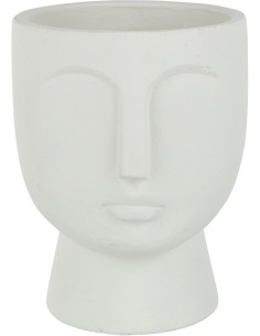 Cache-pot Ovale Visage Diamètre 23 cm en Ciment Blanc Facio - 1