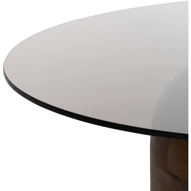 Table basse moderne Ronde en Bois de manguier Verre Transparent Miel Xiara - 3
